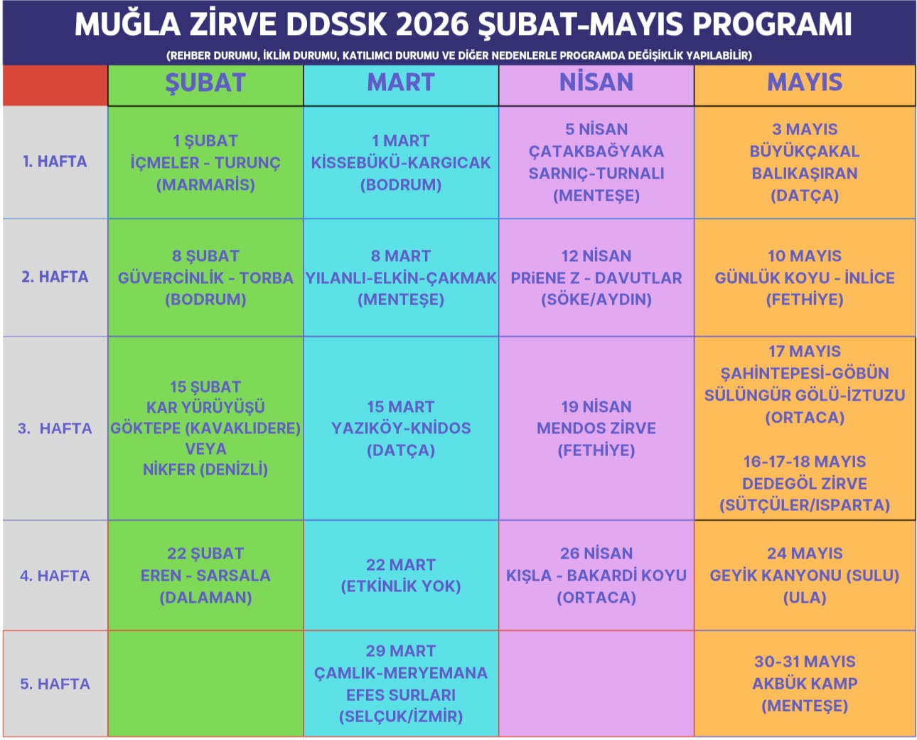 BAHAR DÖNEMİ ETKİNLİK PLANI